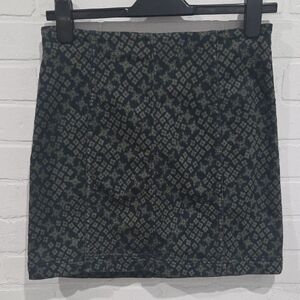 Free People Printed Denim Mini Skirt